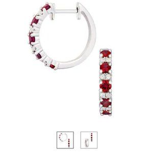 Ruby & Diamond 14k White Gold Earrings